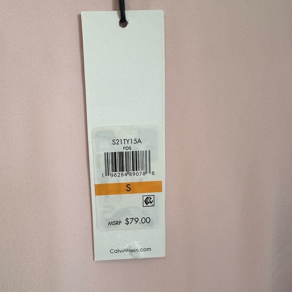 CALVIN KLEIN Elegant Pink Women's Blouse with Bow Size Small NWT $79 MSRP - Picture 6 of 9